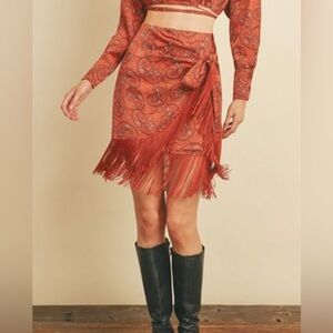 Dress Forum Rust Paisley Fringe Skirt